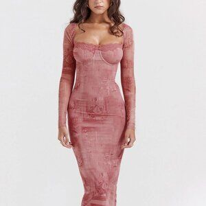 House Of CB Pink Print Corset Dress